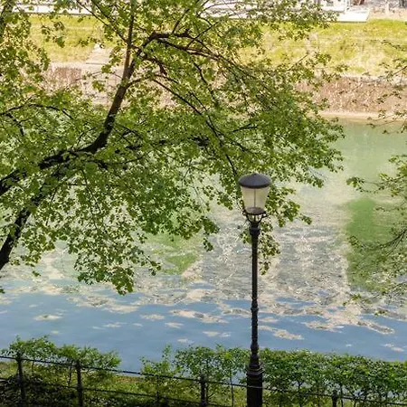 Look Out To The River From A Quiet In Old Town Любляна